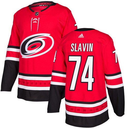 Adidas Men Carolina Hurricanes 74 Jaccob Slavin Red Home Authentic Stitched NHL Jersey